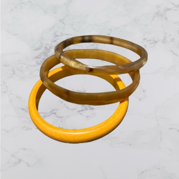 Vintage Bakelight / Plastic Marbled Bangle Bracelets Lot Of 3 * 6” Circumference - Picture 4 of 9